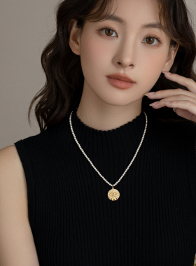 荷鲁斯之眼淡水珍珠项链配饰女高级感锁骨链2024新款爆款百搭颈链