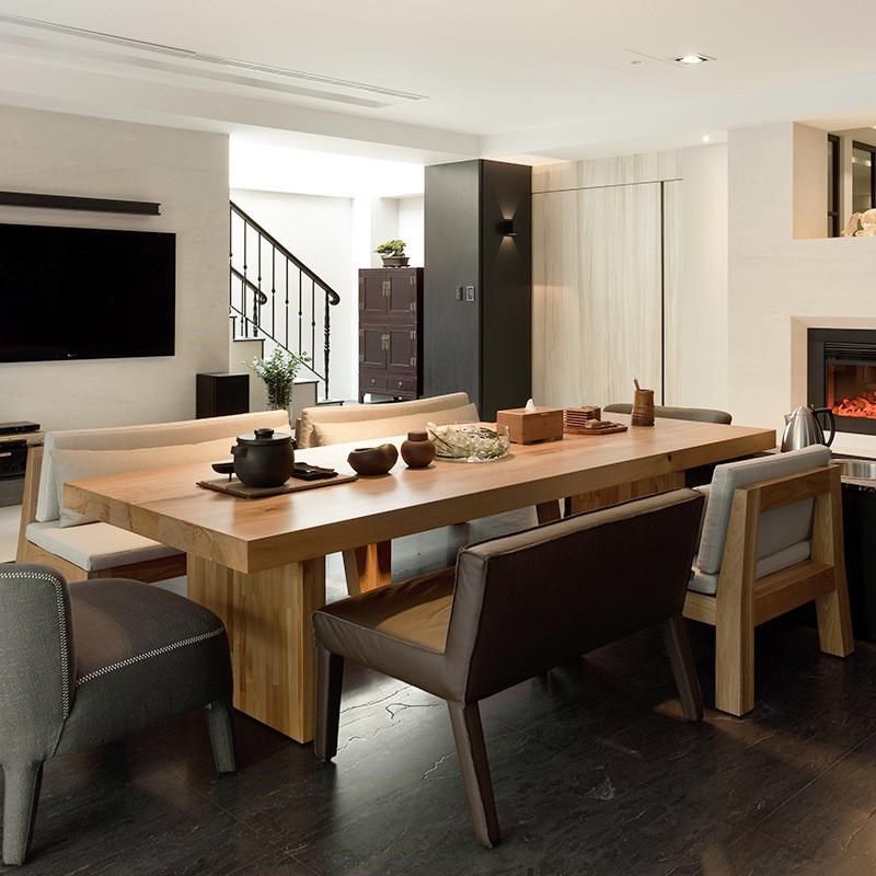 新中式全实木茶桌家用泡茶长桌长凳办公室接待原木大板桌椅组合,住宅家具,家用茶台/茶桌,淘宝优惠券,粉丝福利购,淘宝优惠卷