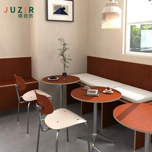 全桦木海洋板咖啡桌实木餐桌客厅小圆桌方桌咖啡厅餐厅网红小桌子