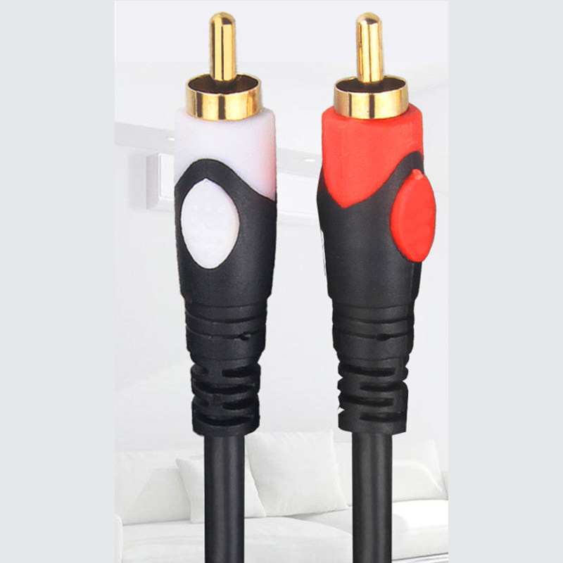 功放音响音频输出RCA连接线手机电脑3.5AUX转二对二莲花头信号线