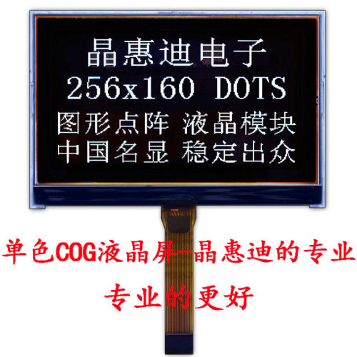 5寸液晶模块/LCM/256160/ST75256/负显/黑底白字/单色点阵COG