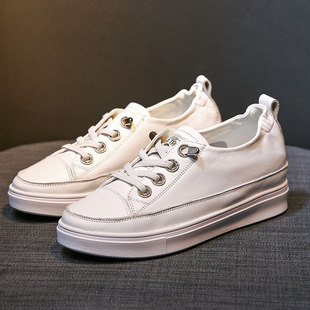 休闲板鞋 内增高小白鞋 女百搭 韩版 秋季 女增高显瘦2021新款 真皮女鞋