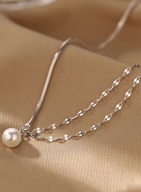 珍珠项链女款2024新款爆款单颗项链吊坠轻奢小众锁骨链七夕礼物