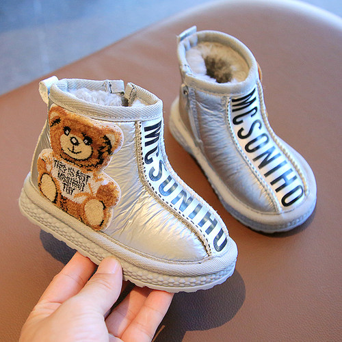 儿童雪地靴2021冬季新款百搭保暖女童棉靴冬鞋男童棉鞋短靴加绒潮