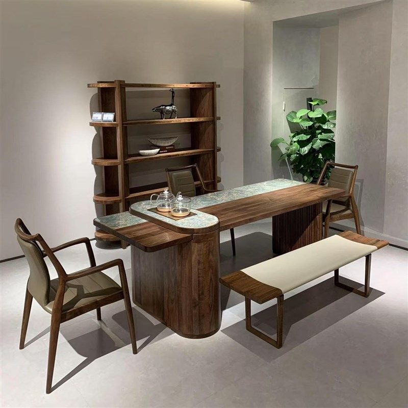 新中式禅意茶桌椅茶室北美黑胡桃白蜡木泡茶桌岩板办公室酒店民宿,住宅家具,家用茶台/茶桌,淘宝优惠券,粉丝福利购,淘宝优惠卷