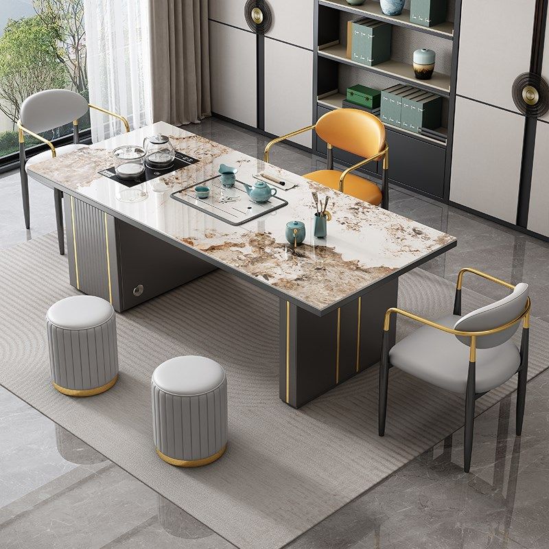 岩板茶桌椅组合电烧水轻奢简约家用茶台办公室一桌五椅功夫茶茶台,住宅家具,家用茶台/茶桌,淘宝优惠券,粉丝福利购,淘宝优惠卷