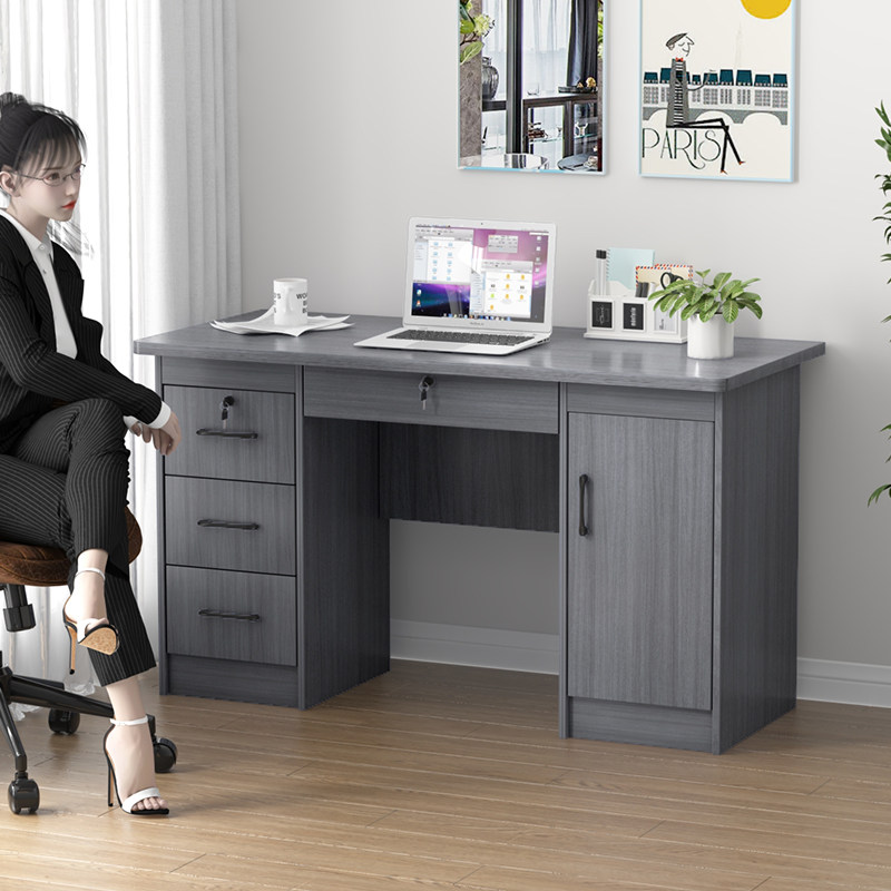 实木办公桌灰色电脑桌书桌员工单人写字桌生态板家用带抽屉小桌子,商业/办公家具,办公电脑桌,淘宝优惠券,粉丝福利购,淘宝优惠卷