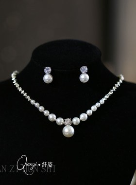 2023新款碎银子珍珠项链女轻奢高级新娘颈链设计感锁骨链婚纱配饰