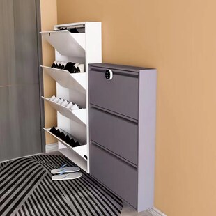 15cm超薄翻斗鞋柜带锁钢制电梯入户门口室外楼道窄家用免安装鞋架