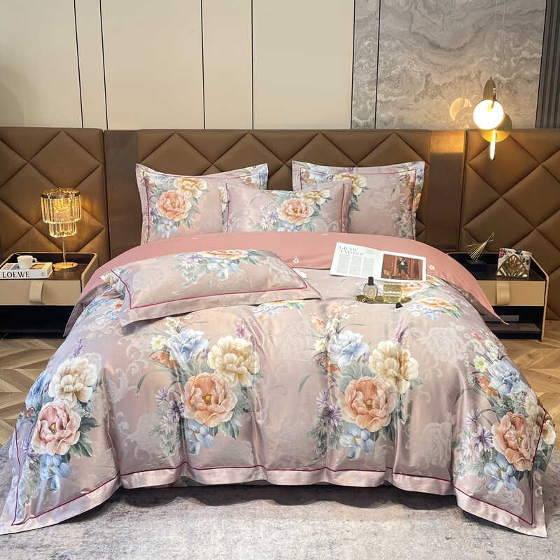 欧式贡缎提花全棉四件套4件套床上用品婚庆结婚床品被套