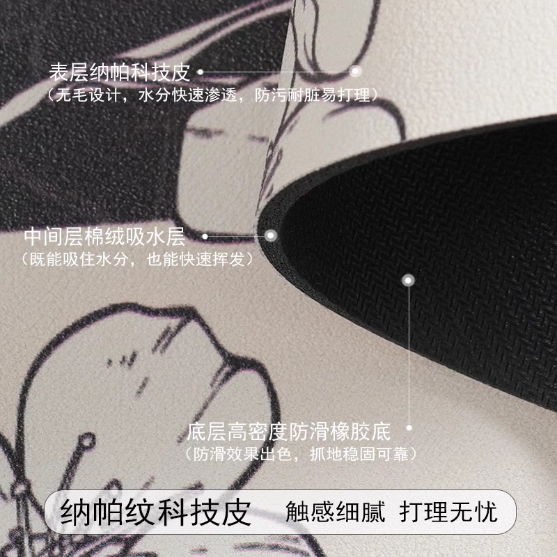 硅藻泥沥水垫卡通可爱厨房台面吸水垫吧台餐具碗筷隔热垫灶台水池