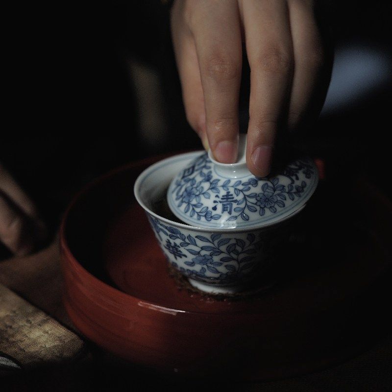 (限)[华枝]青花缠枝纹小盖碗手绘陶瓷泡茶碗茶具弥云斋,家居饰品,桌面摆件,淘宝优惠券,粉丝福利购,淘宝优惠卷