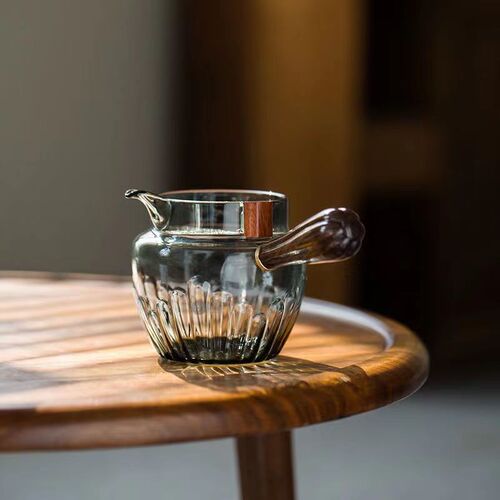 璃享新款实木侧把磁吸公道杯耐高温玻璃分茶器可拆卸过滤功夫茶具
