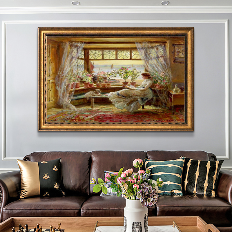 法式客厅装饰画沙发背景墙挂画横幅人物壁I画美式餐厅油画2022新图片