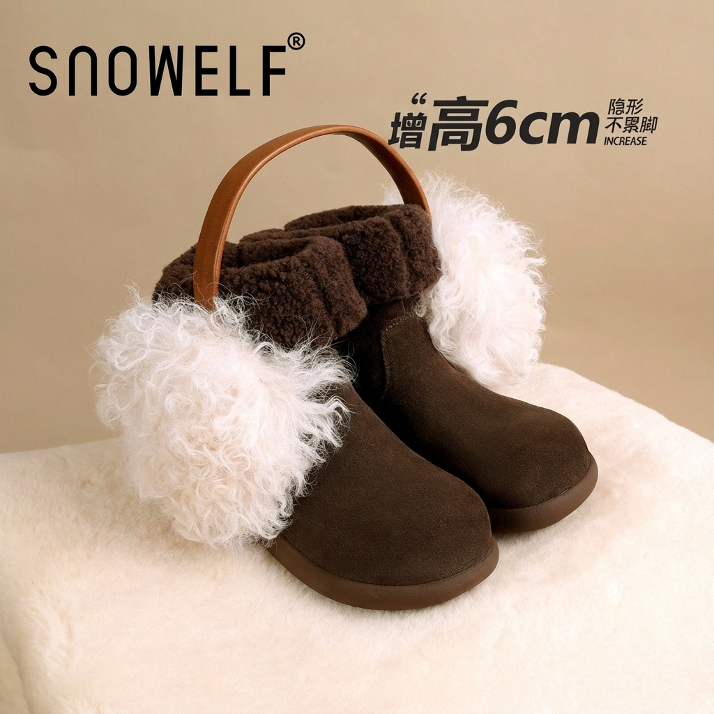 Snowelf内增高雪地靴女2025新款冬季防寒棉鞋加绒保暖毛毛中筒靴,女鞋,时尚雪地靴,淘宝优惠券,粉丝福利购,淘宝优惠卷