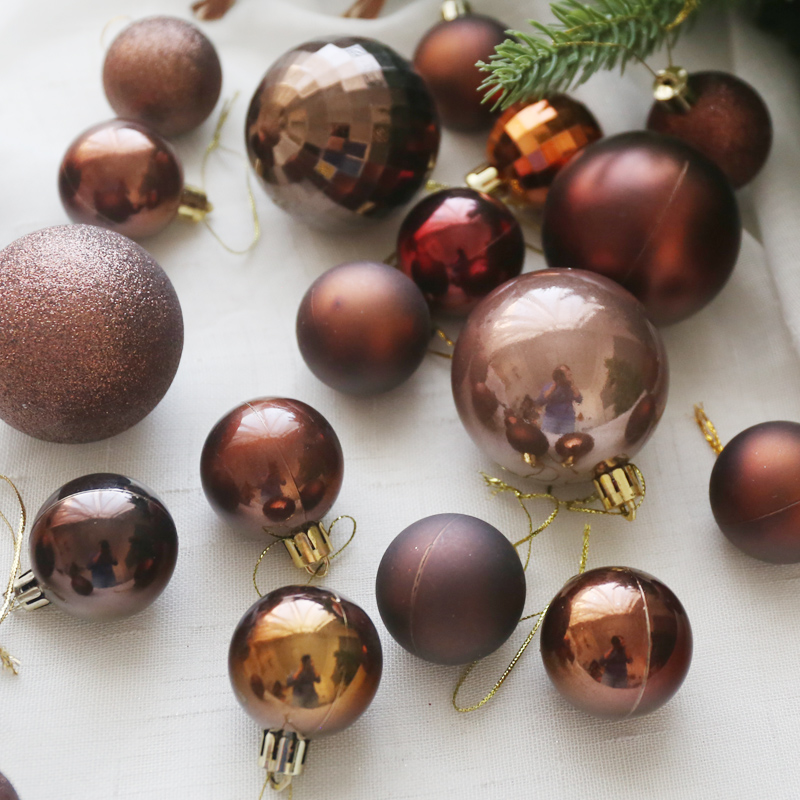 4-8CM咖啡色圣诞球棕色球圣诞装饰品6CM圣诞树挂饰挂件酒店美陈