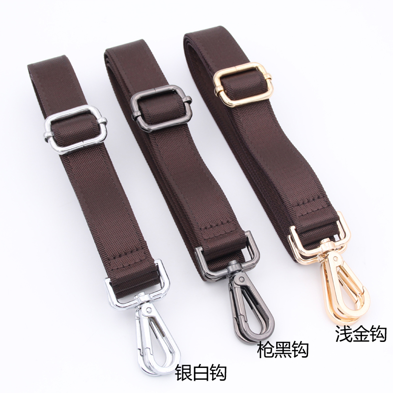 2.5棕色皮包窄肩带单肩包带配件男女款通用包蓝色带黑色尼龙织带