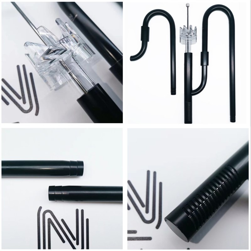 自然逻辑进出水口 不锈钢黑炭钢磨砂款鱼缸过滤桶进出水管 除油膜