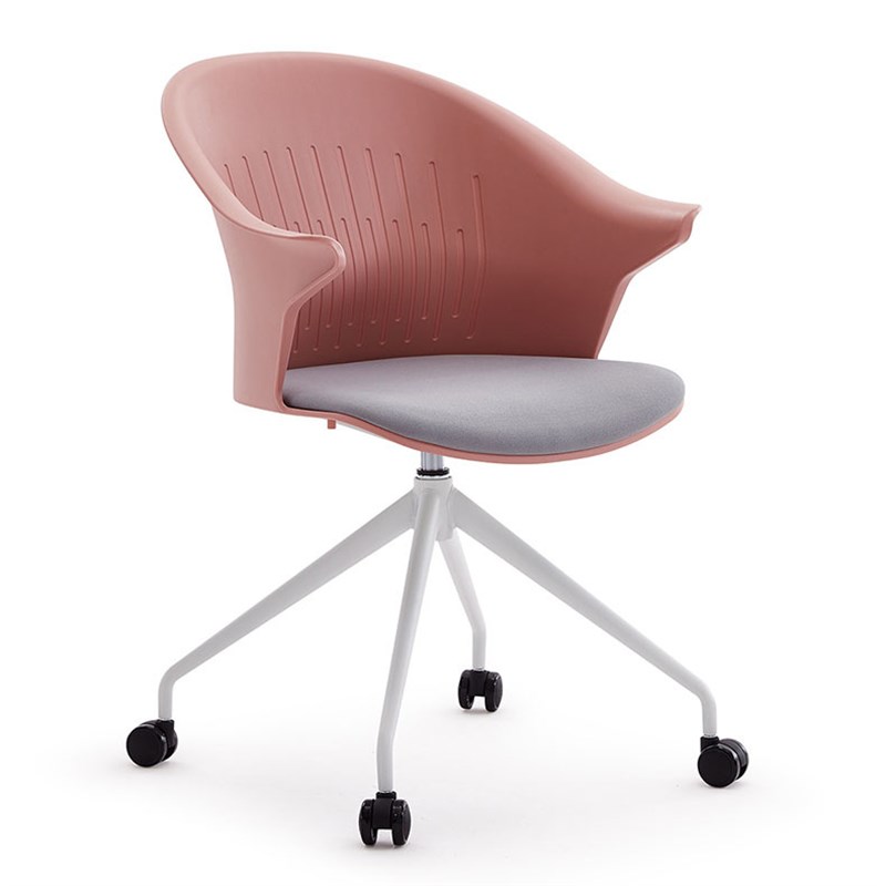 塑料圆弧形单人休闲沙发椅时尚简约办公会议旋转椅现代会客等候椅