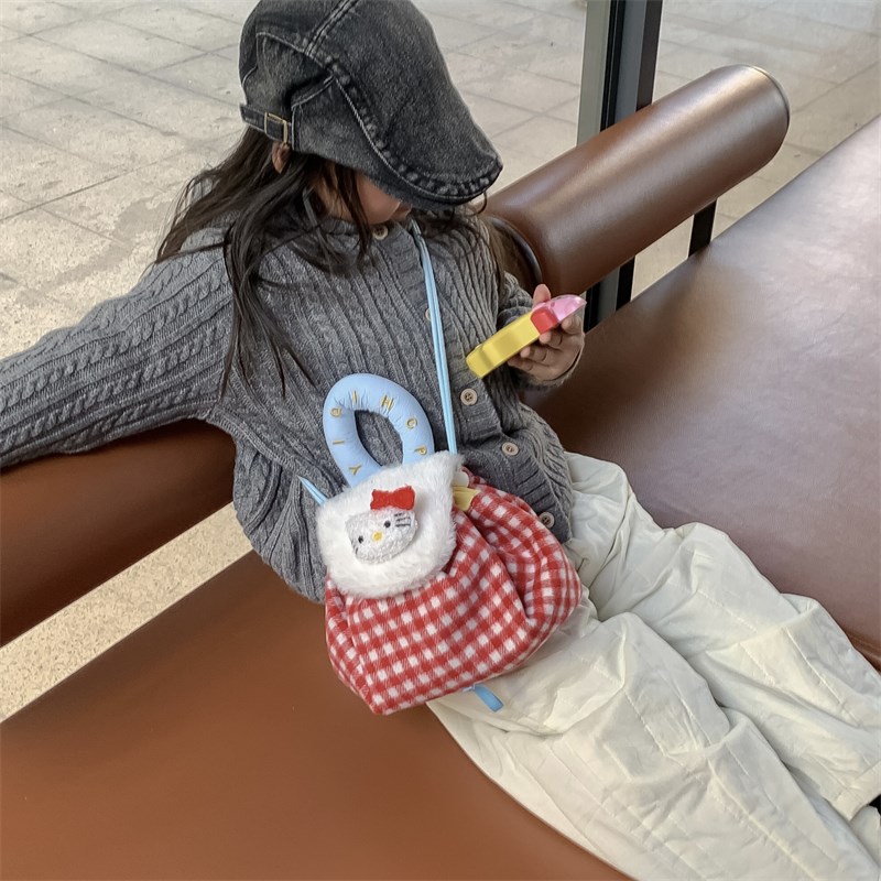 儿童包包可爱卡通女孩毛绒洋气手拎包女童宝宝时尚外出零钱斜挎包