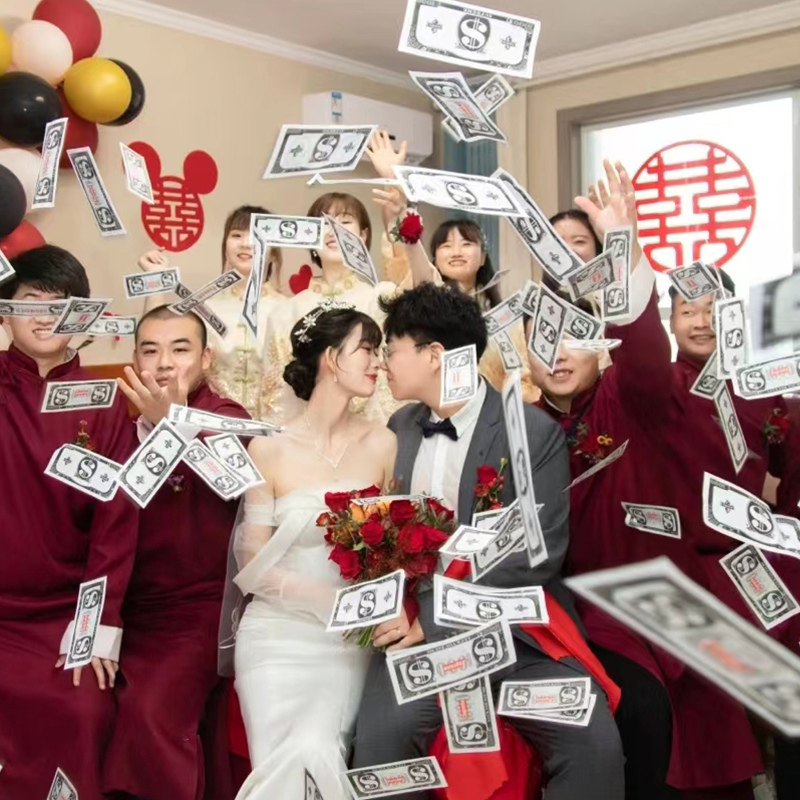 接亲游戏道具婚礼喷钱枪钞票枪筷子迎亲吐钱枪红包枪撒钱枪吐钞机