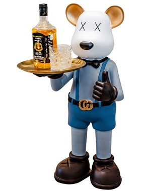 创意熊落地板房间装饰品托大型摆件客厅收纳样盘乔迁新居新品