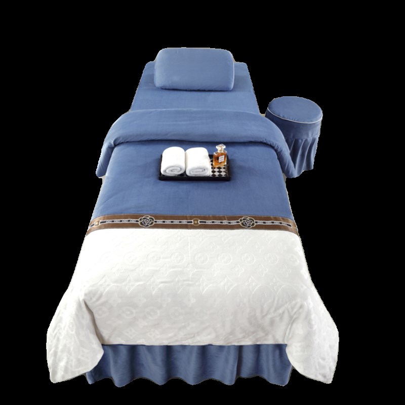 法莱珊瑚绒水晶绒美容美体按摩床罩四件套简约美容院用品罩套