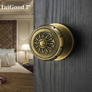 世连泰好铜锁 黄铜欧式复古实心球型室内房门浴室锁 P