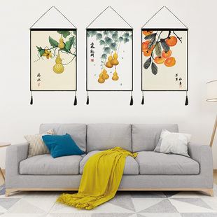 新中式民宿挂画布艺装饰画背景布墙壁装饰电表箱遮挡