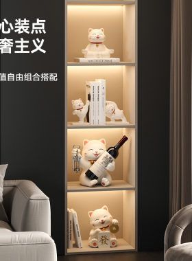 现货招财猫入户玄关摆件钥匙收纳家居装饰品客厅轻奢电视柜餐边柜