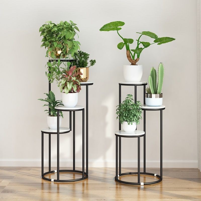 北欧现代室内花架铁艺多层绿植花盆架客厅落地式花架子阳台花几