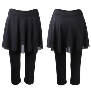 舞蹈练功裤舞7分裤女成人黑色形体瑜珈九分拉丁舞裙裤