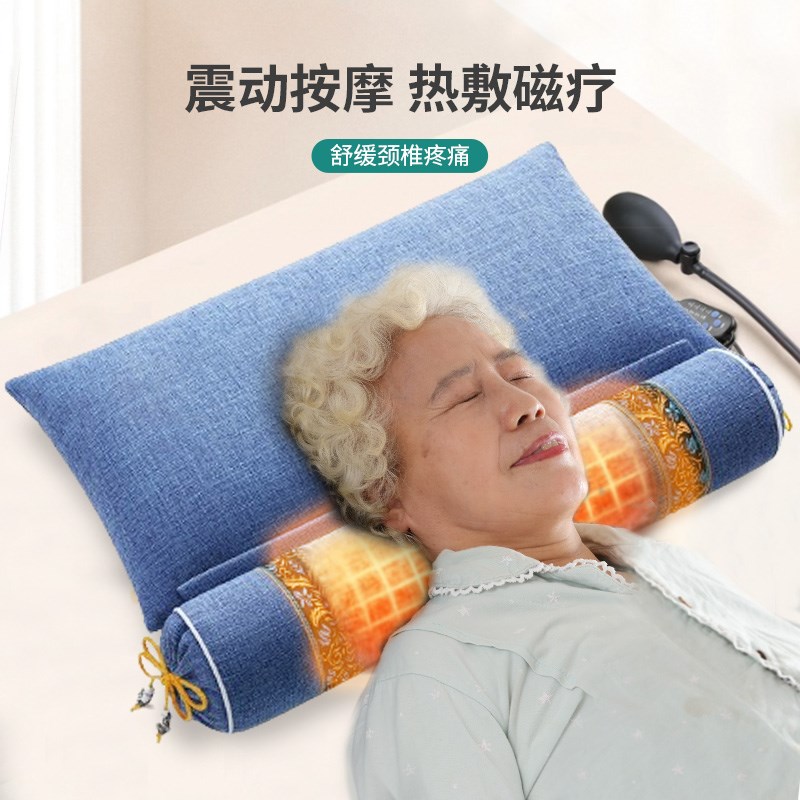 老人护颈椎枕头睡觉枕芯圆柱加热陈年中药荞麦艾草