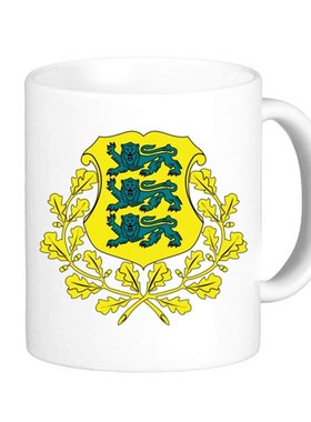 爱沙尼亚国徽标志符号陶瓷杯子白色创意马克杯咖啡杯牛奶杯水杯