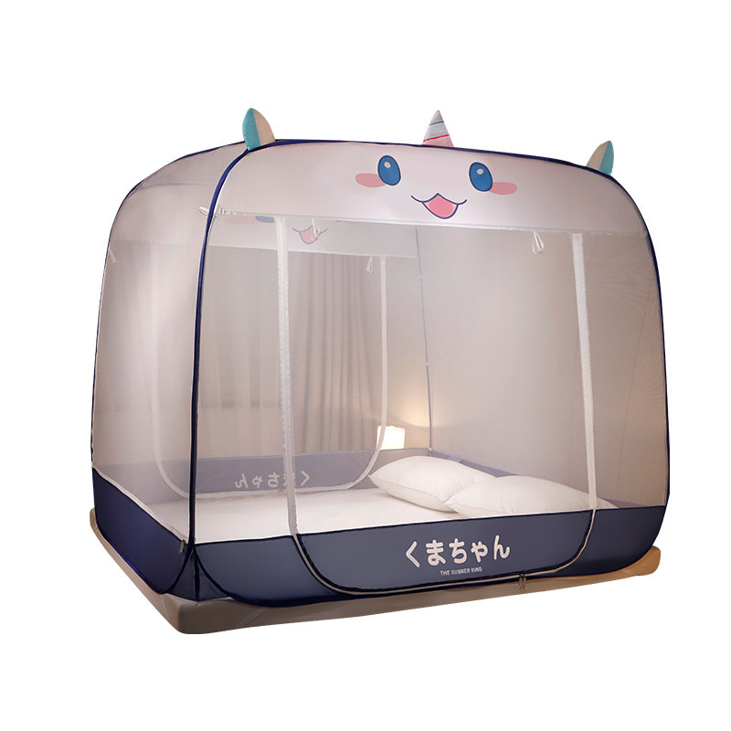 蒙古包蚊帐防摔儿童全底三开门双人1米5床2023新款家用卧室免安装