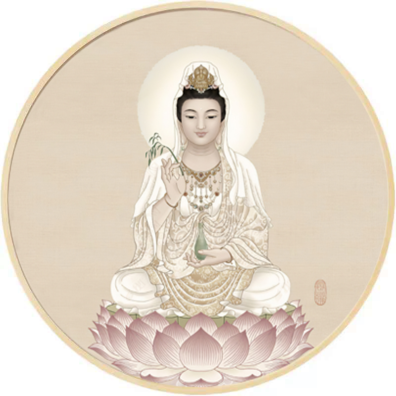 荷花心经大悲咒圆形装饰挂画新中式现代简约沙发客厅玄关书房卧室图片