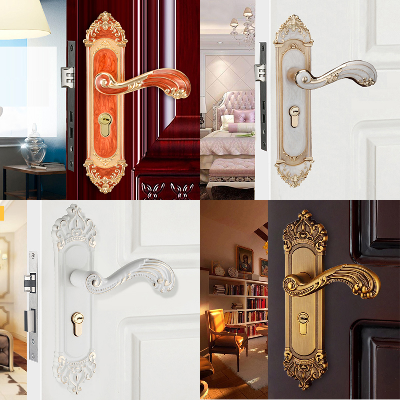 欧式室内门锁家用通用型静音锁体整套房门锁简约卧室门把手实木门