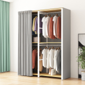 简易衣柜现简约加粗钢架出租房家用卧室收纳布衣柜双层置物衣柜