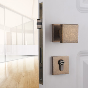 依佰利仿古门锁室内正方形门把手欧式 古铜做旧球形静音房门锁