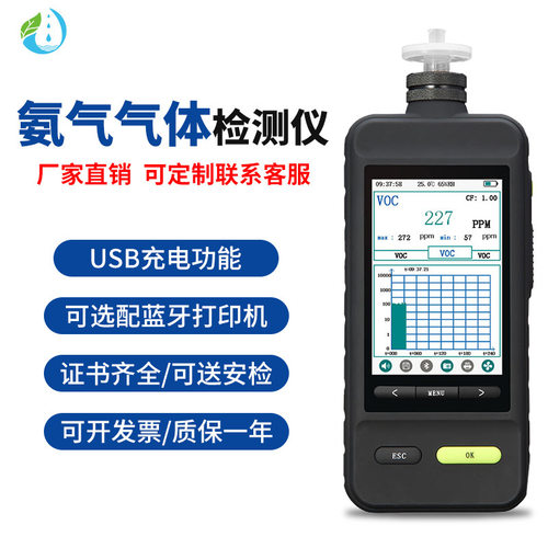 F7104-NH3特泵吸式氨气彩屏气体检测仪臭氧/TVOC/氨气气体检测仪