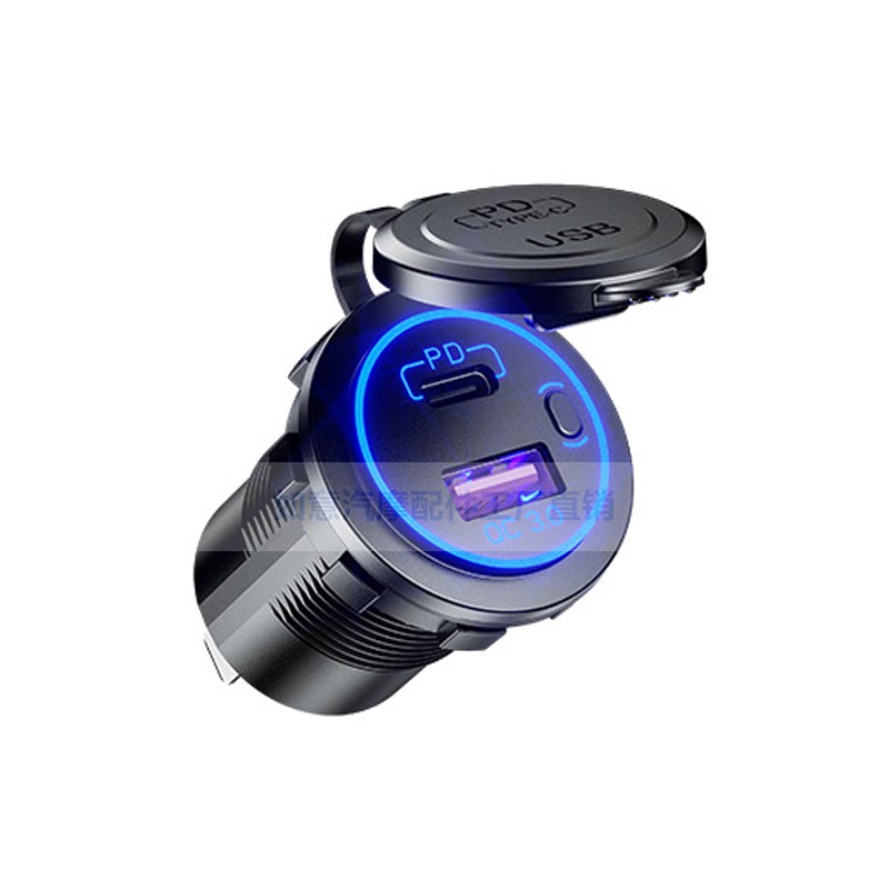 带防水摩托车汽车改装电源车载点烟器母座双Q.0usb车充