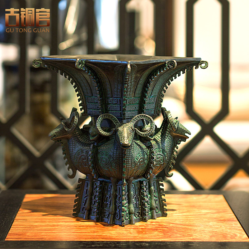 古铜官 四羊方尊摆件 仿古鼎办公桌高档礼品开业送领导,家居饰品,装饰摆件,淘宝优惠券,粉丝福利购,淘宝优惠卷
