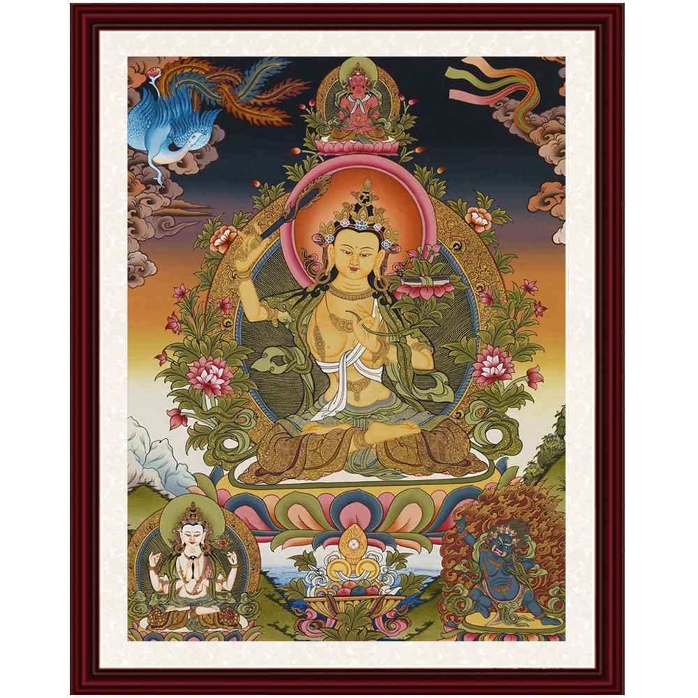 黑底文殊观音文殊普贤挂画套件,居家布艺,十字绣套件,淘宝优惠券,粉丝福利购,淘宝优惠卷