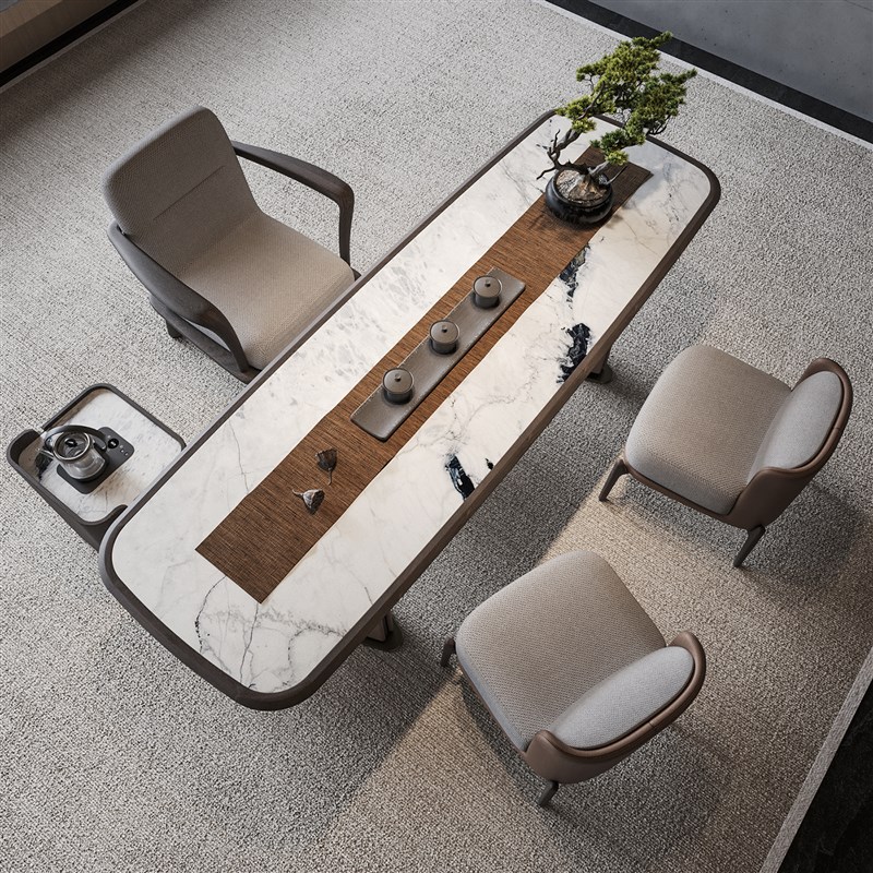 实木茶桌大理石泡茶桌家用办公茶台简约现茶桌椅组合