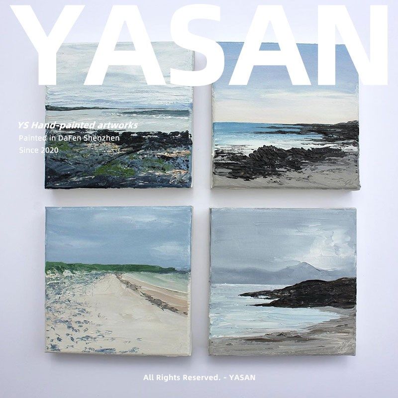 YASAN 纯手绘风景油画质感肌理画现客厅组合装饰画小众艺术挂画,家居饰品,油画,淘宝优惠券,粉丝福利购,淘宝优惠卷