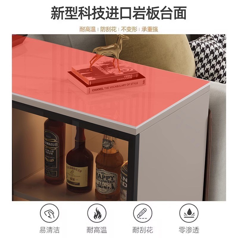 岩板沙发边几轻奢客厅侧边多功能茶台小茶几现代简约边柜储物收纳