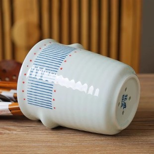 日式陶瓷筷子筒厨房家用沥水筷筒存放架筷笼餐具收纳桶刀叉勺架