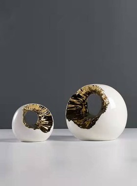 现轻奢简约几何陶瓷创意摆件样板间客厅台面柜子异形装饰品摆设