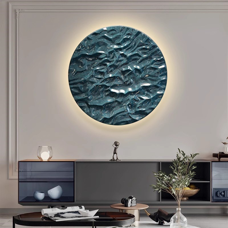 3d立体浮雕装饰画入户玄关挂画圆形抽象简约样板间客厅背景墙壁画图片
