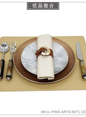 样板间现代软装家居简约创意餐盘刀叉羹套装摆件红酒杯组合ZH1861
